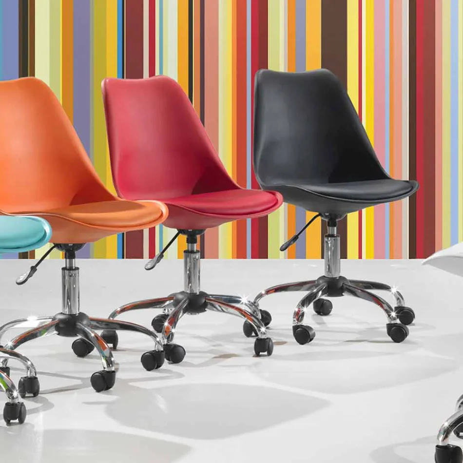 Silla de oficina con elevador a gas en polipropileno y metal de colores - Loredana viadurini