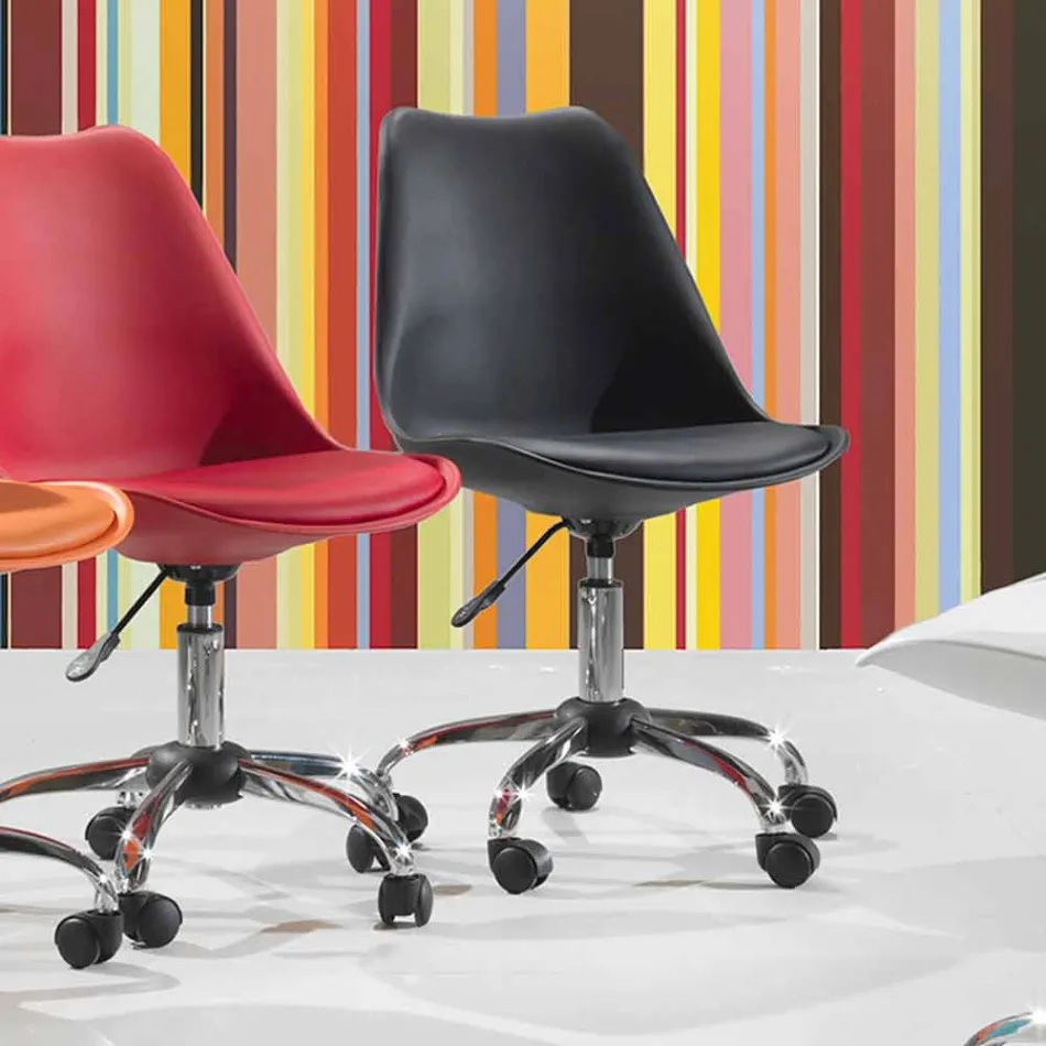 Silla de oficina con elevador a gas en polipropileno y metal de colores - Loredana viadurini