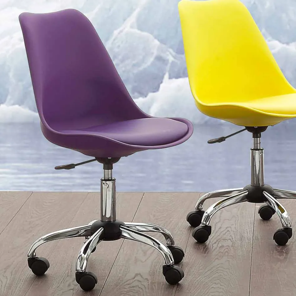 Silla de oficina con elevador a gas en polipropileno y metal de colores - Loredana viadurini