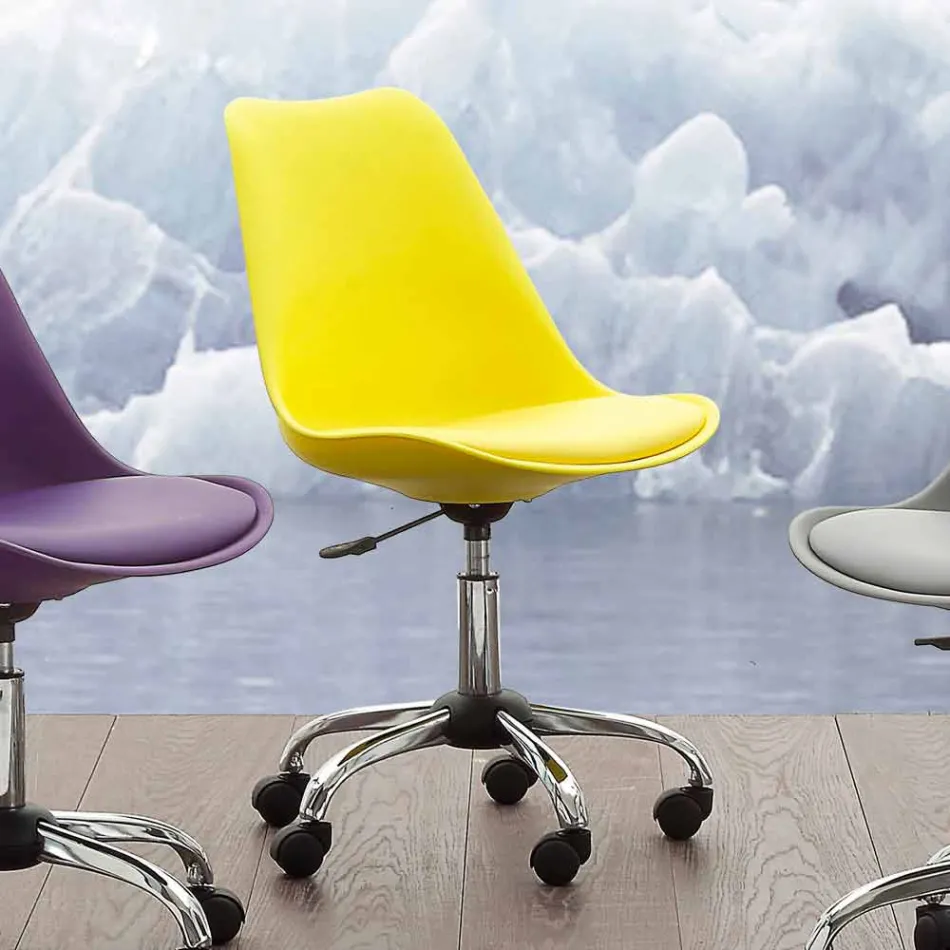 Silla de oficina con elevador a gas en polipropileno y metal de colores - Loredana viadurini