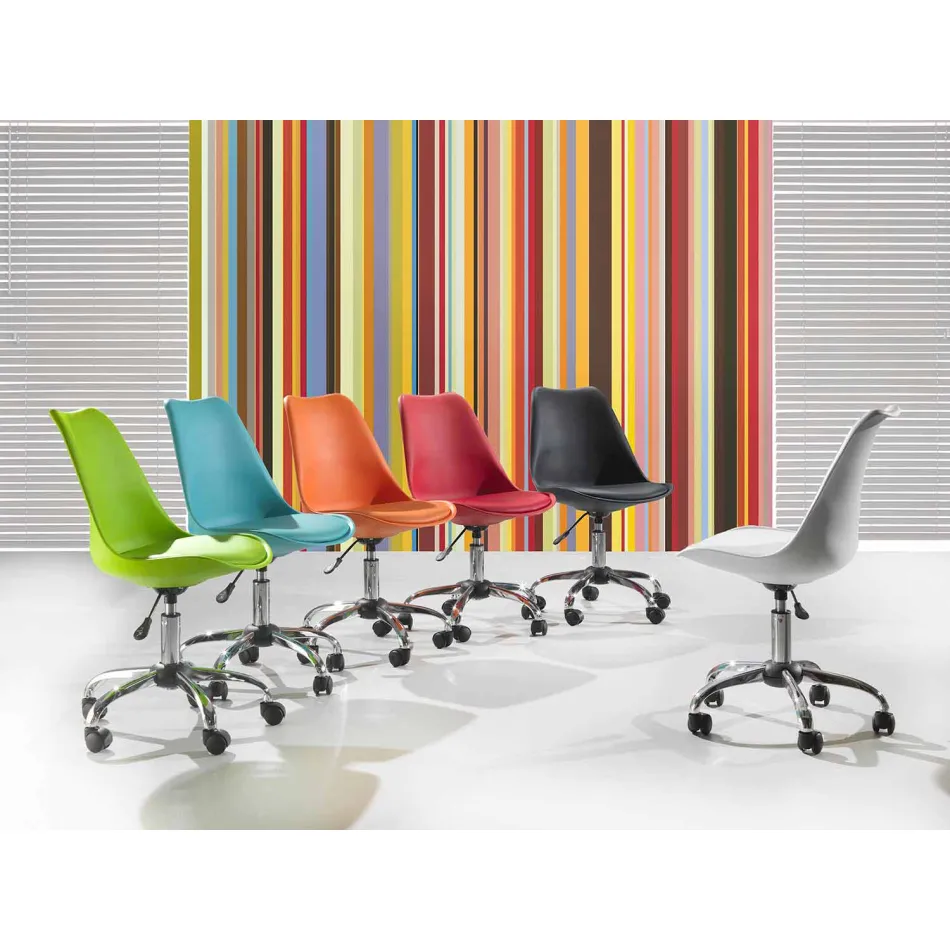 Silla de oficina con elevador a gas en polipropileno y metal de colores - Loredana viadurini