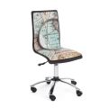 Silla de oficina giratoria en acero y cuero ecológico con estampado de mapa - Lollo