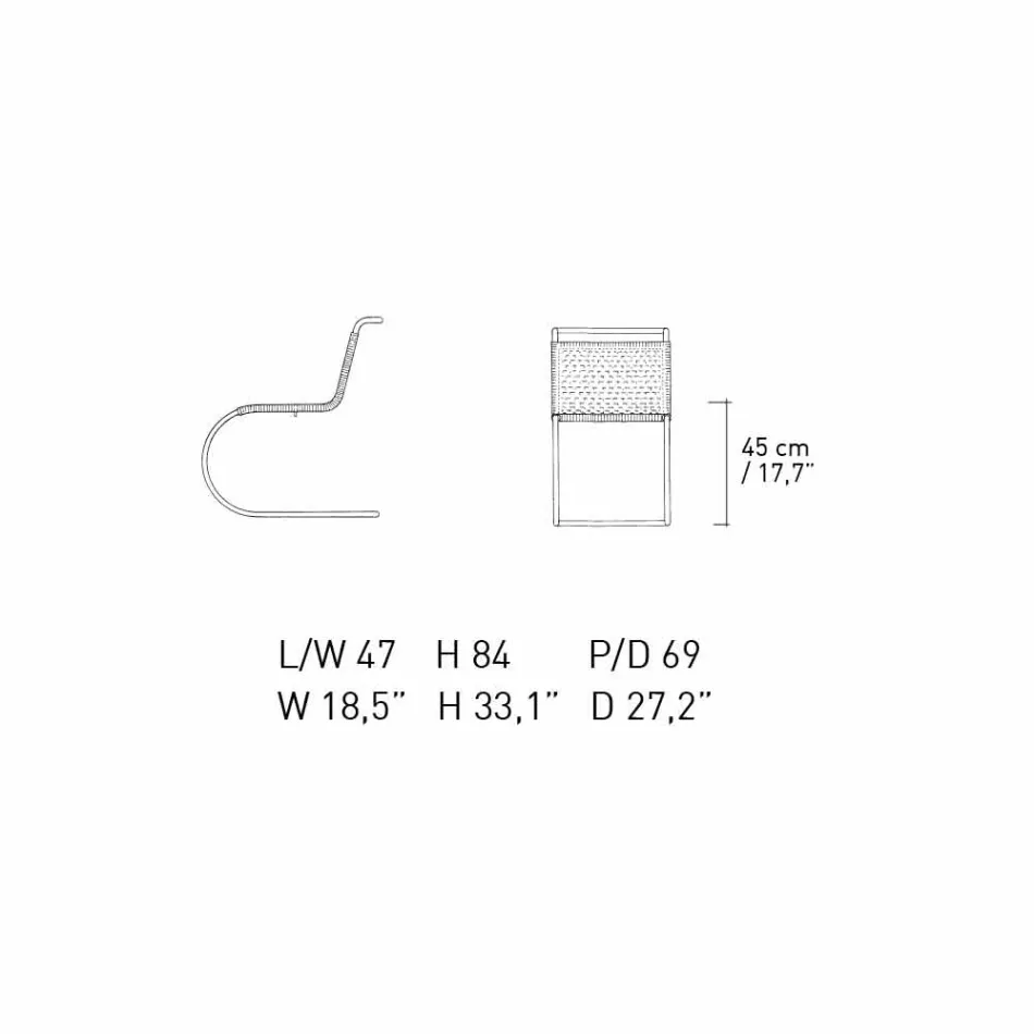 Silla de oficina en caña natural y acero cromado Made in Italy - Formentera viadurini