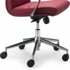 silla de oficina en madera de haya tapizado en piel de vaca tipo de flor Debora viadurini