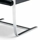 Silla de oficina de cuero con estructura de acero cromado Made in Italy - Cuarzo viadurini