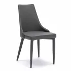 Silla de diseño moderno tapizada en imitación de piel gris Carolina, 4 piezas viadurini