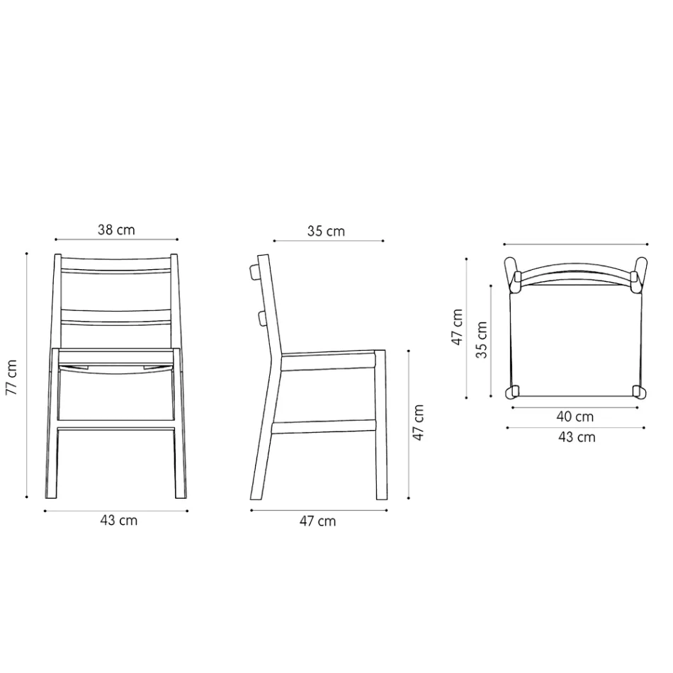 Silla de alta calidad en madera maciza de haya Made in Italy, 2 piezas - Nora viadurini