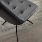 Silla tapizada de diseño acolchado en tejido o eco nabuk Venezia viadurini