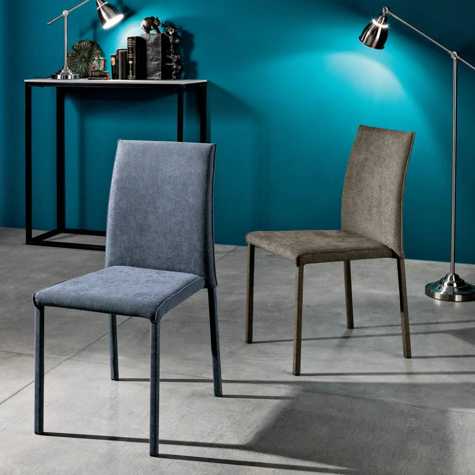 Silla de comedor de tela de diseño fabricada en Italia, Conny viadurini