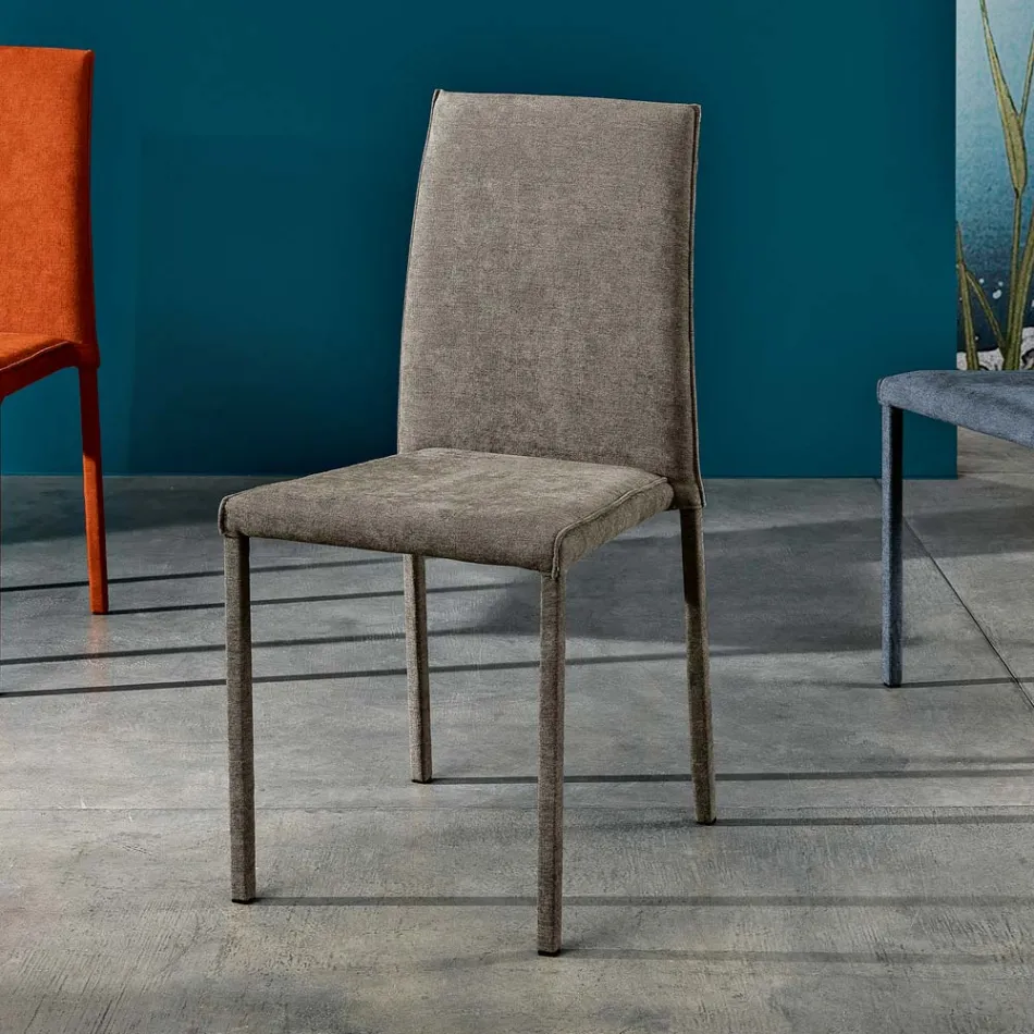 Silla de comedor de tela de diseño fabricada en Italia, Conny viadurini