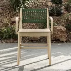 Silla de Lujo con Reposabrazos en Haya Blanqueada y Cuerda Made in Italy - Nora viadurini