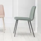 Silla de cuero de lujo con patas de metal Made in Italy, 2 piezas - Molde viadurini