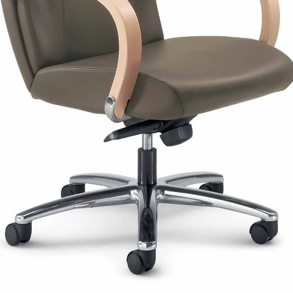 silla ejecutiva genuina piel de vaca Ambra moderno tipo de flor viadurini