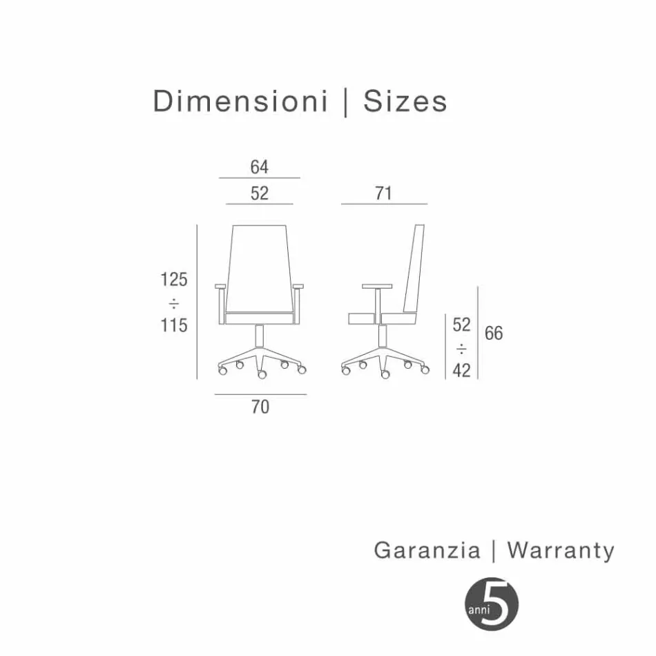 silla ejecutiva genuina piel de vaca Ambra moderno tipo de flor viadurini