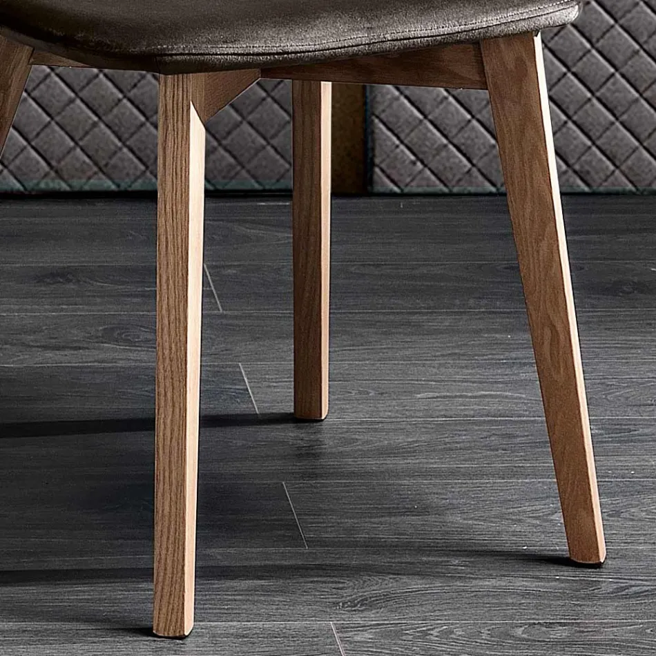Silla elegante de diseño moderno en terciopelo de colores y madera - Bizet viadurini