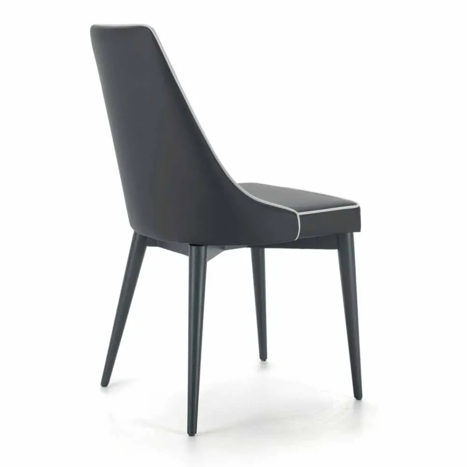 Silla tapizada de acero y asiento de ecopiel con borde blanco - Nirvana viadurini