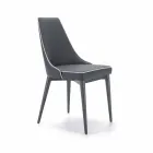 Silla tapizada de acero y asiento de ecopiel con borde blanco - Nirvana viadurini