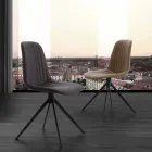 Silla tapizada en nobuk ecológico y metal, diseño moderno, Taranto viadurini