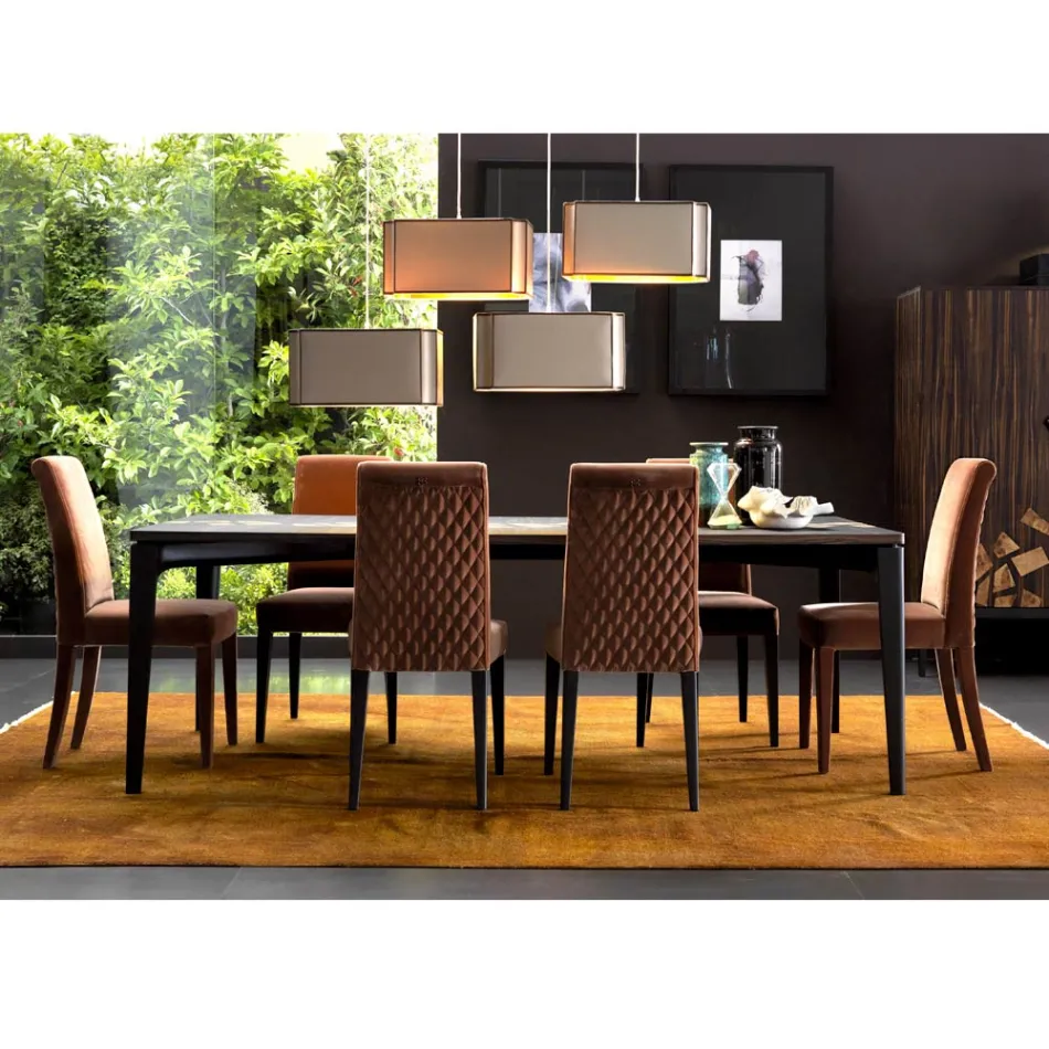 Silla de salón tapizada de madera maciza Grilli Zarafa hecha en Italia,2 piezas viadurini