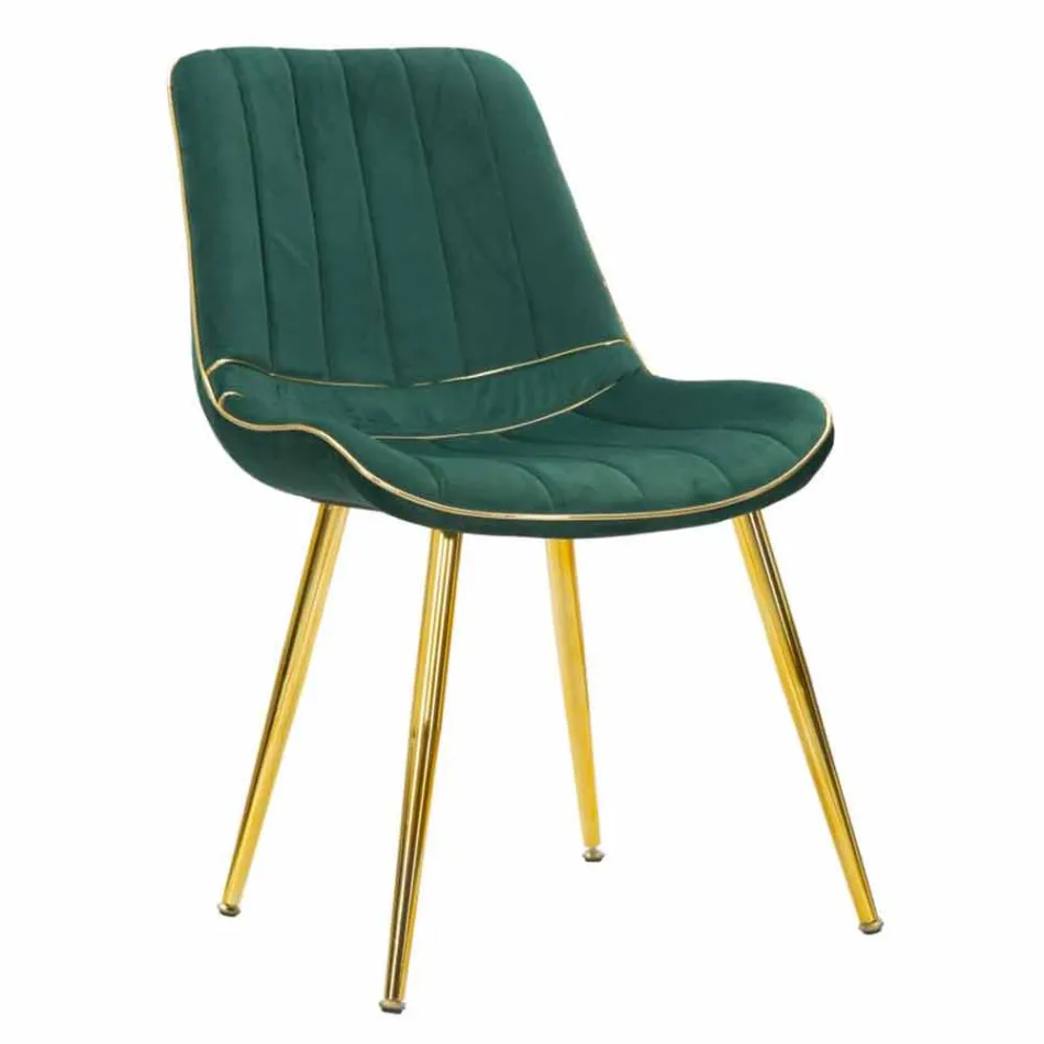 Silla de comedor de diseño tapizado en madera y tela, 2 piezas - Kolly viadurini