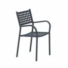 Silla apilable de exterior en metal pintado Made in Italy, 8 piezas - Lina viadurini