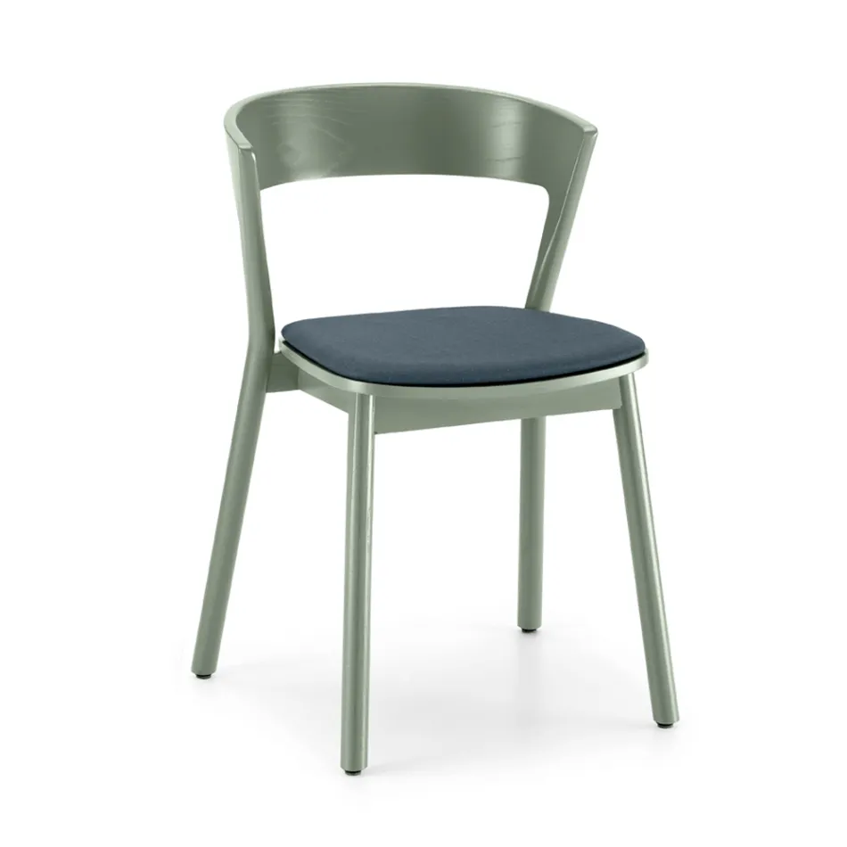 Silla Apilable de Fresno con Asiento de Tela Made in Italy, 2 Piezas - Oslo viadurini