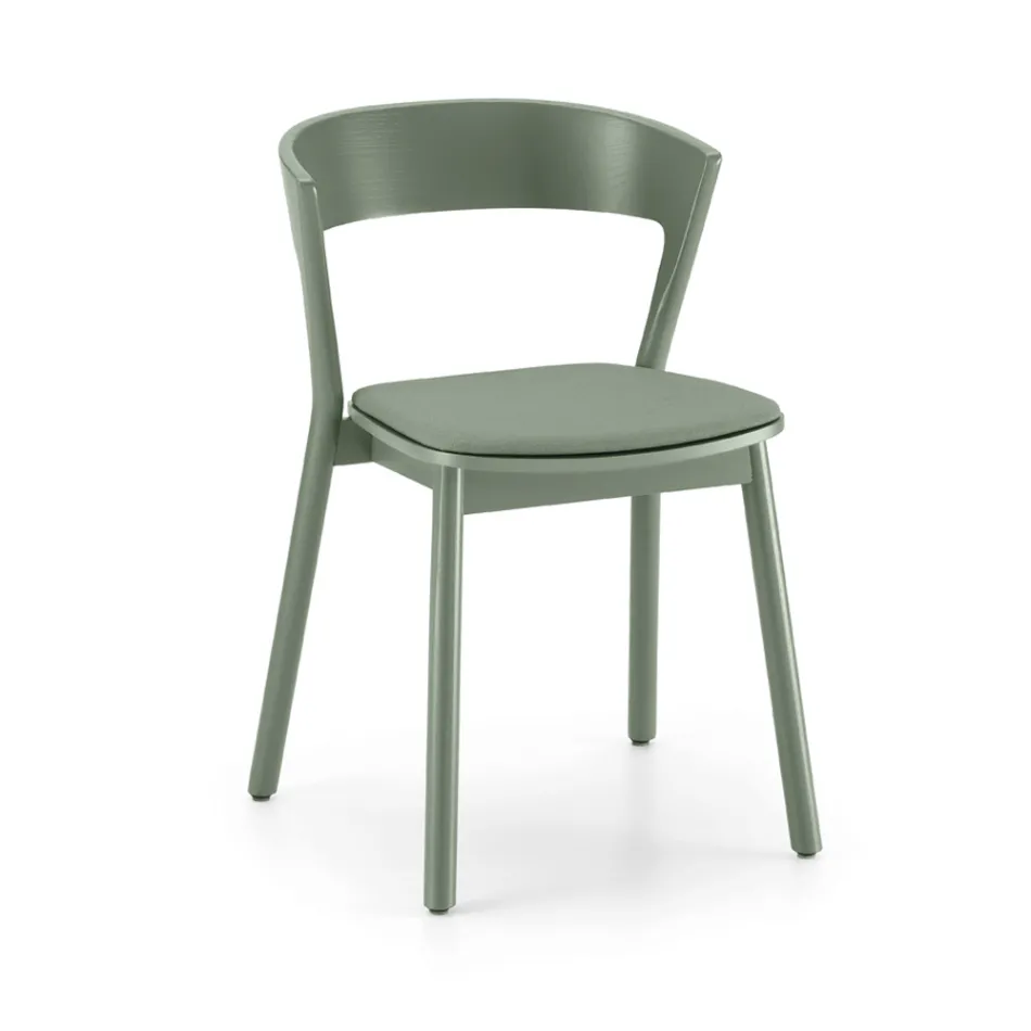 Silla Apilable de Fresno con Asiento de Tela Made in Italy, 2 Piezas - Oslo viadurini