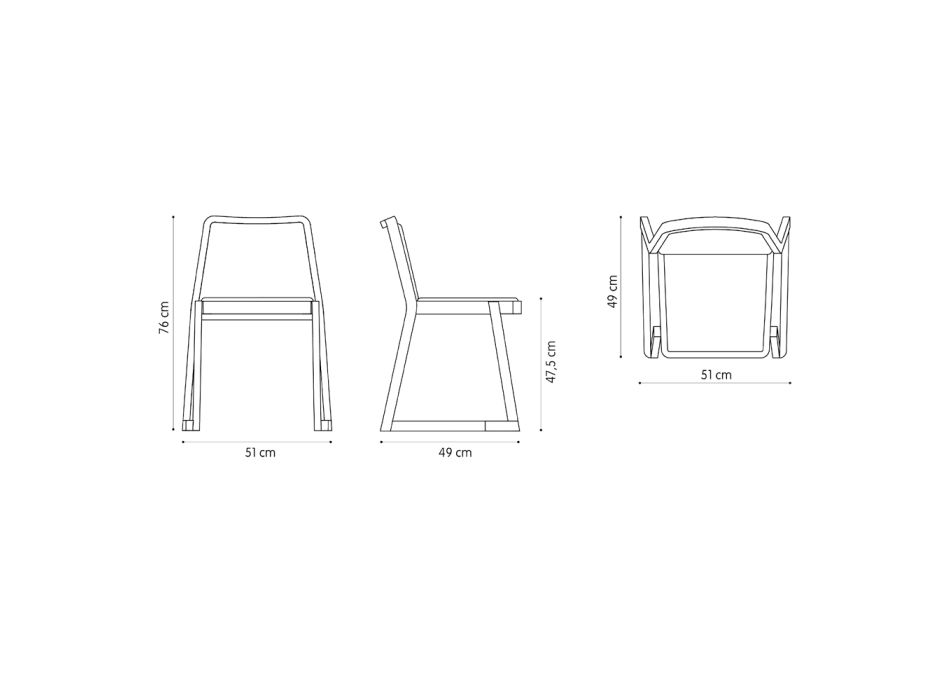 Silla apilable de madera con asiento de terciopelo Made in Italy, 2 piezas - Leipzig viadurini