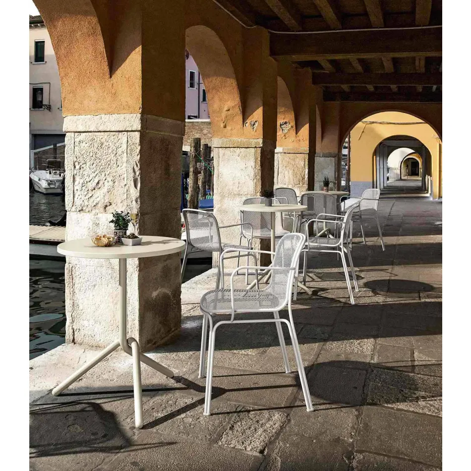 Silla apilable de metal para exterior fabricada en Italia, 4 piezas - Verna viadurini