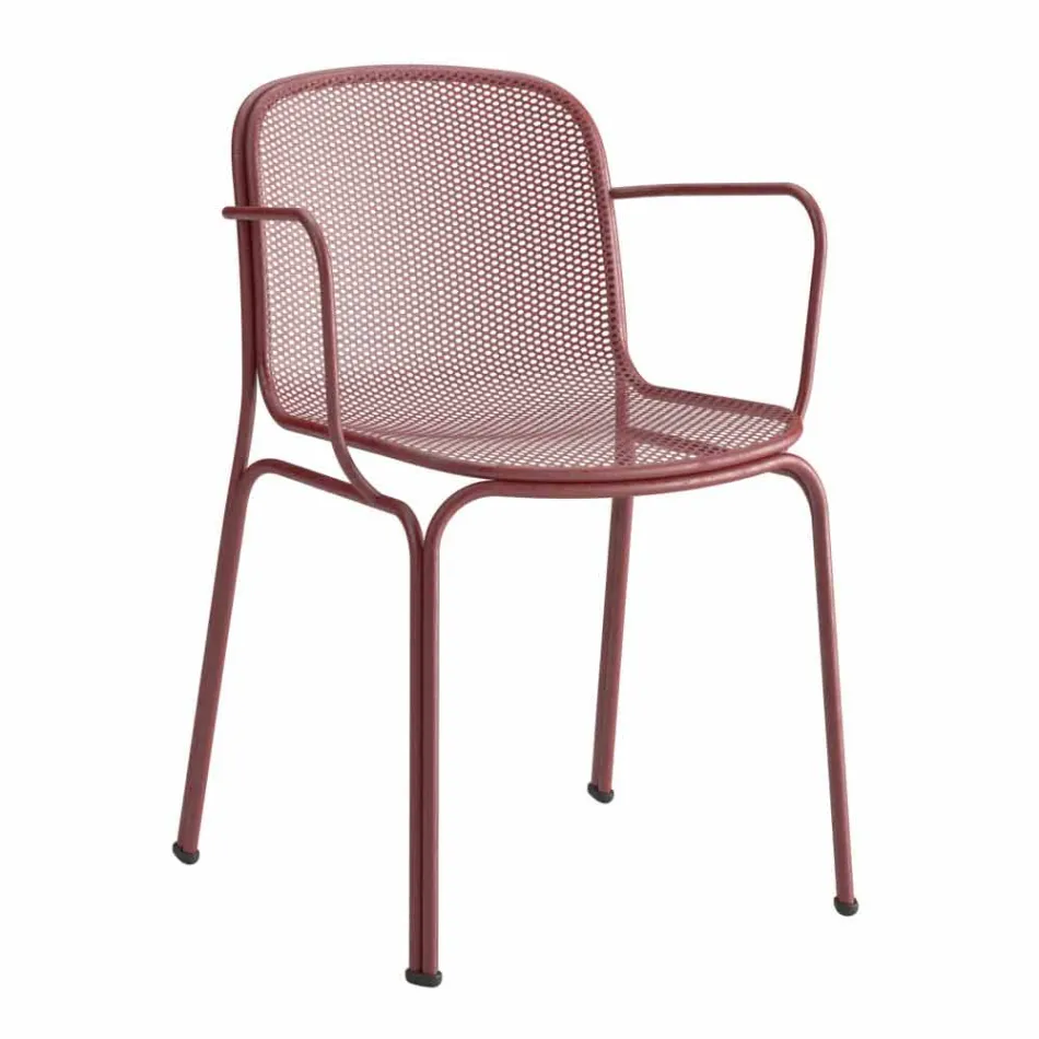 Silla apilable de metal para exterior fabricada en Italia, 4 piezas - Verna viadurini
