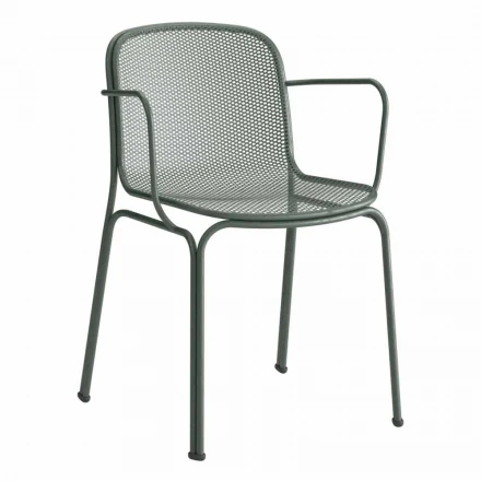 Silla apilable de metal para exterior fabricada en Italia, 4 piezas - Verna viadurini