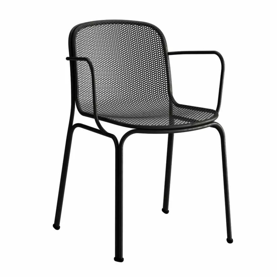 Silla apilable de metal para exterior fabricada en Italia, 4 piezas - Verna viadurini