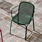 Silla apilable de metal para exterior fabricada en Italia, 4 piezas - Verna viadurini