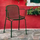 Silla apilable de metal para exterior fabricada en Italia, 4 piezas - Verna viadurini