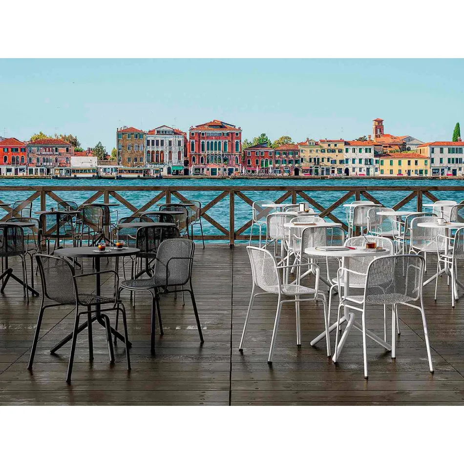 Silla apilable de metal para exterior fabricada en Italia, 4 piezas - Verna viadurini