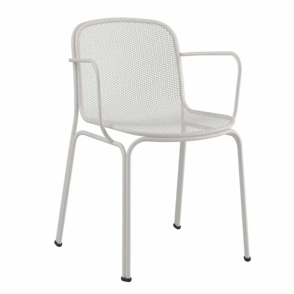 Silla apilable de metal para exterior fabricada en Italia, 4 piezas - Verna viadurini