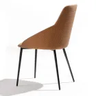Silla de ecopiel con respaldo decorado y base de metal negro, 2 piezas - Nima viadurini