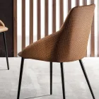 Silla de ecopiel con respaldo decorado y base de metal negro, 2 piezas - Nima viadurini