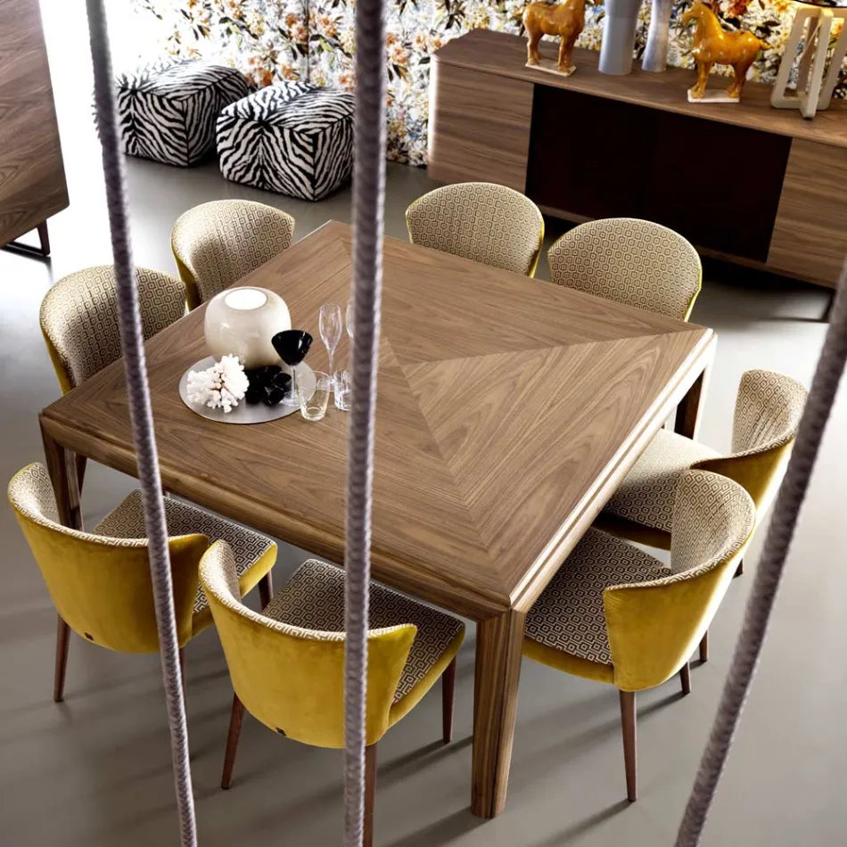 Silla moderna acolchada de madera maciza Grilli York hecha en Italia, 2 piezas viadurini