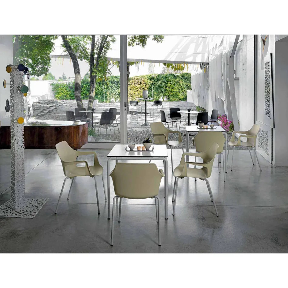 Silla apilable de metal y polipropileno Made in Italy, 4 piezas - Caramelo viadurini