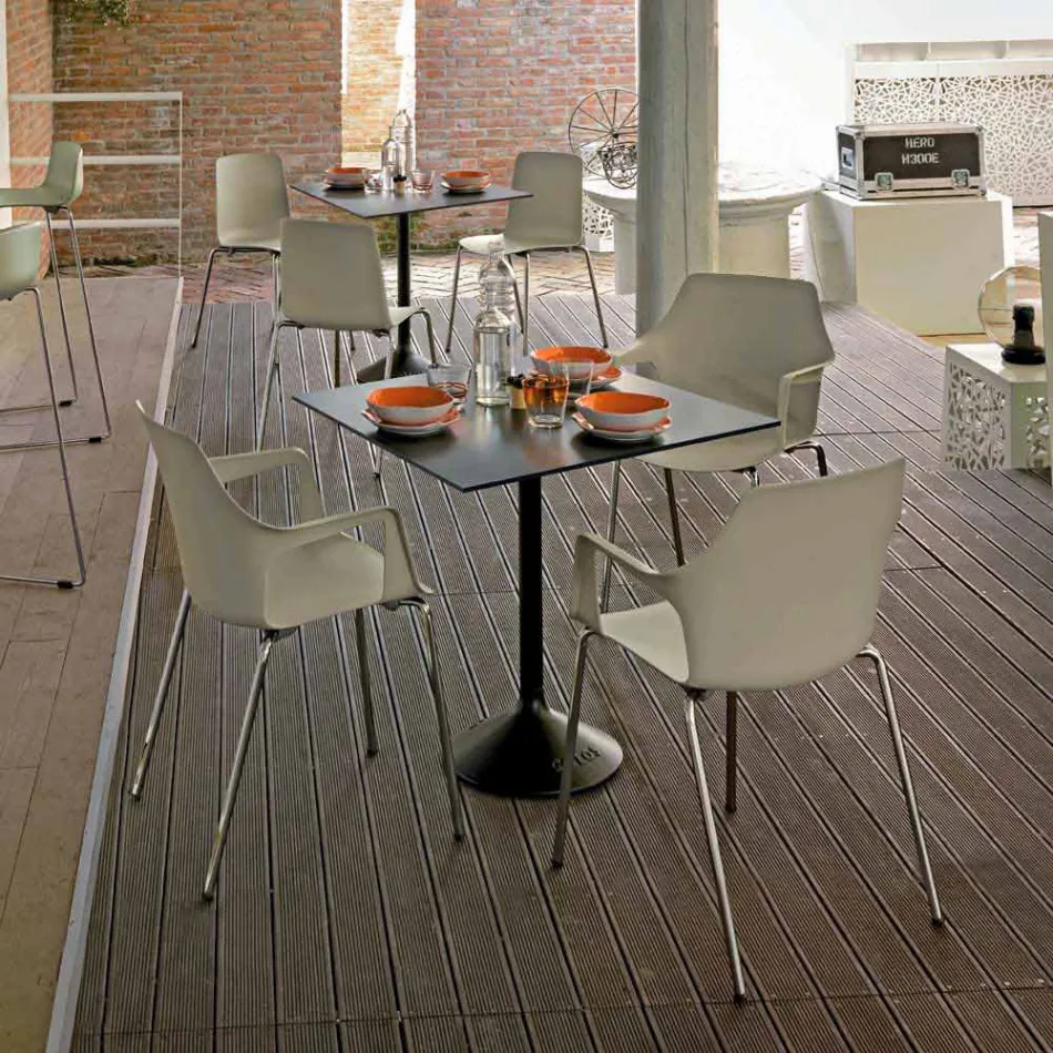 Silla apilable de metal y polipropileno Made in Italy, 4 piezas - Caramelo viadurini