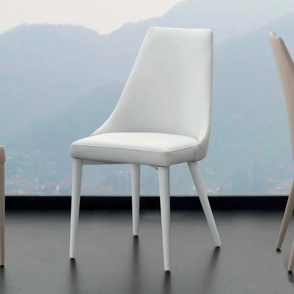 Silla de metal totalmente tapizada en cuero ecológico Nepitella viadurini