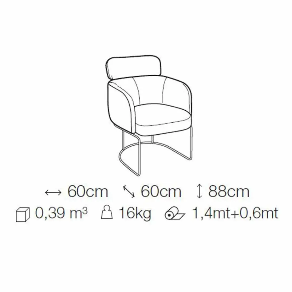 Silla de tela con estructura de metal negro de lujo Made in Italy - Cocoa viadurini