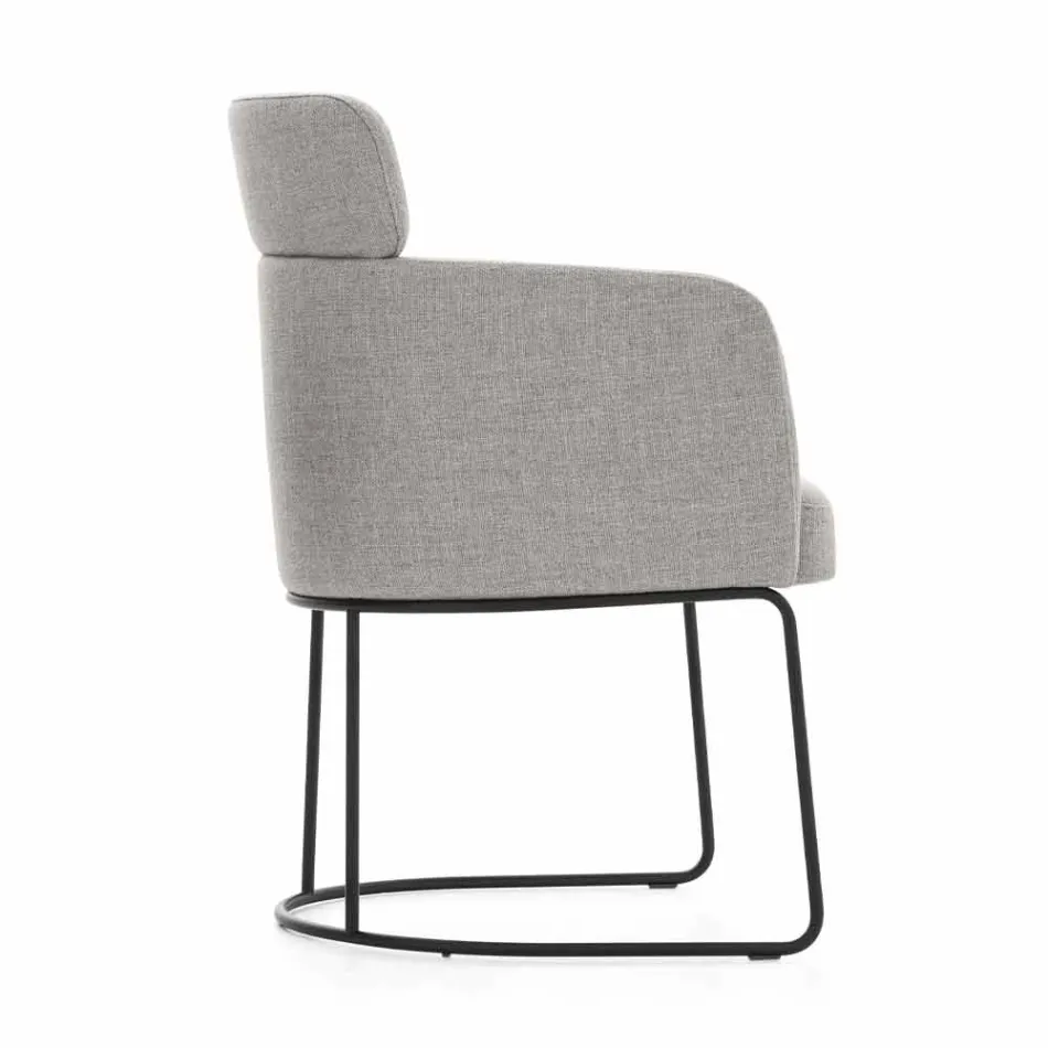 Silla de tela con estructura de metal negro de lujo Made in Italy - Cocoa viadurini