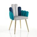 Silla en tela efecto terciopelo gris, verde y azul - Sandía