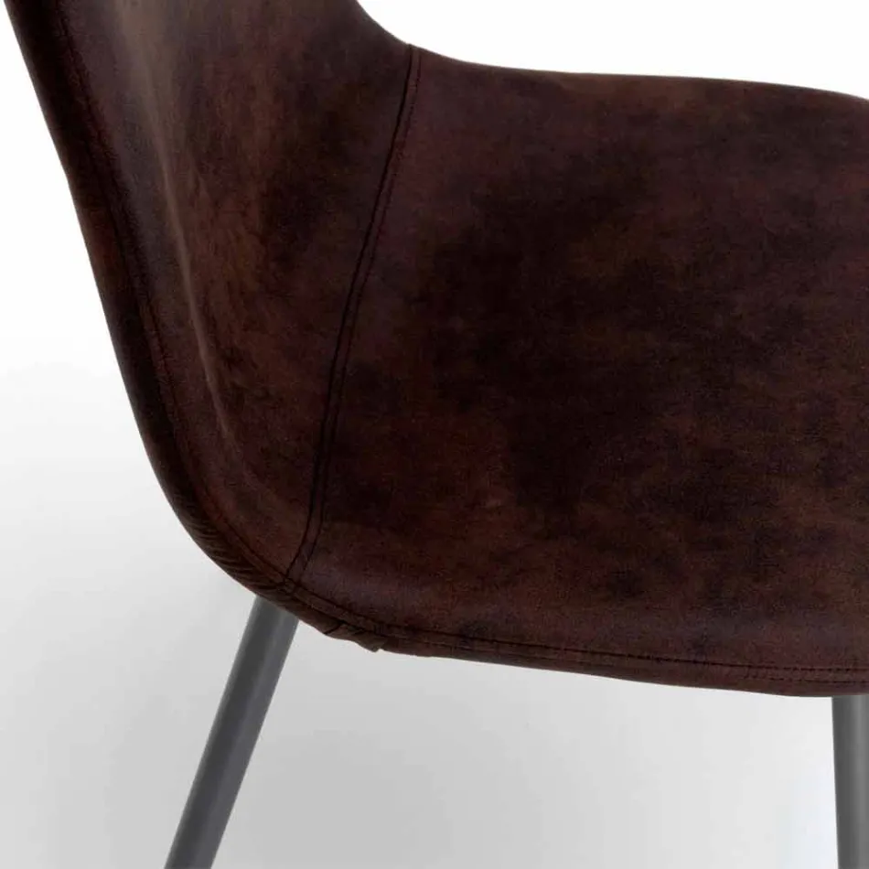 Silla de salón con diseño moderno en piel sintética, Elice, 4 piezas viadurini