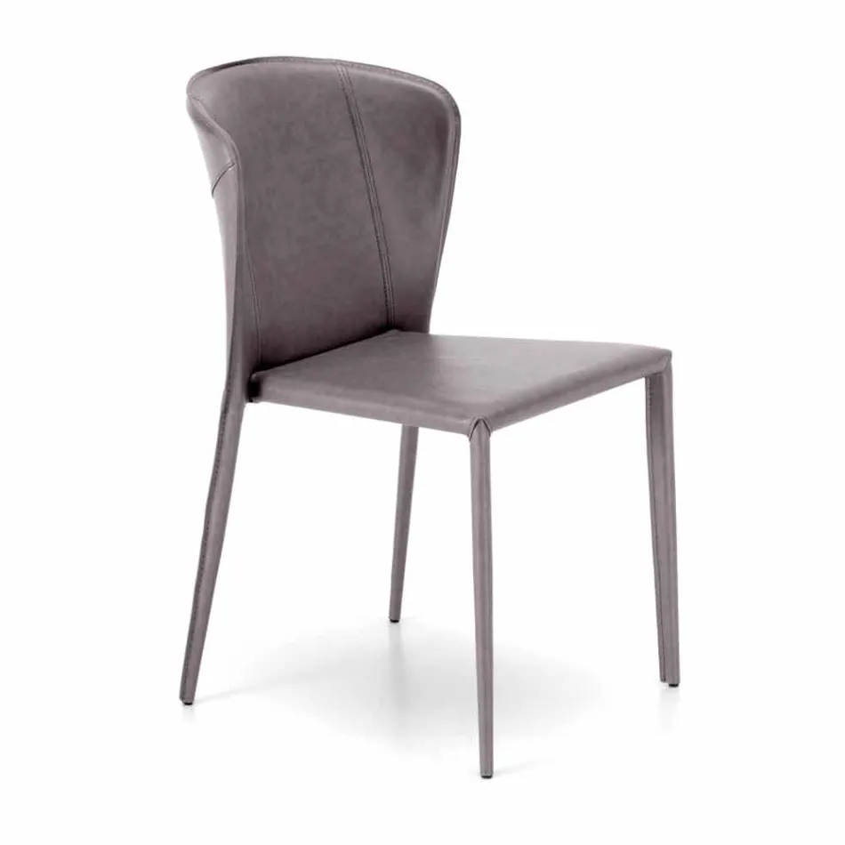 Silla de estar moderna cubierta en imitación de cuero, Accadia, 4 piezas viadurini