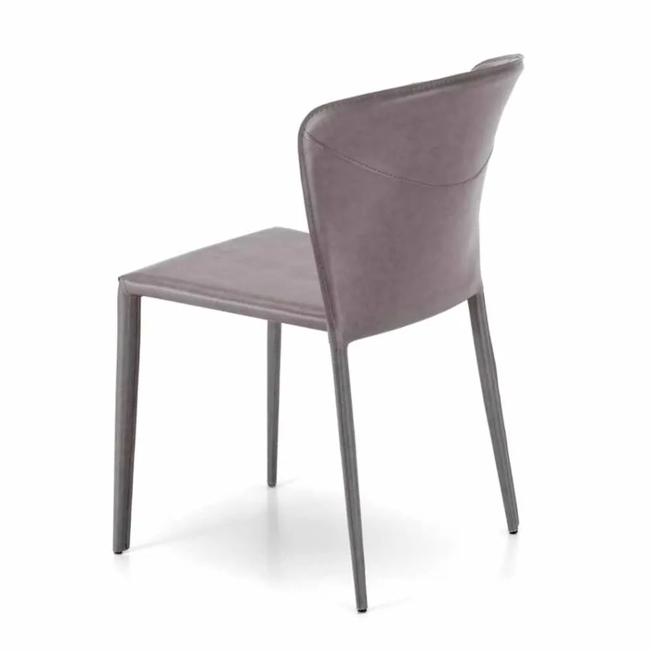 Silla de estar moderna cubierta en imitación de cuero, Accadia, 4 piezas viadurini