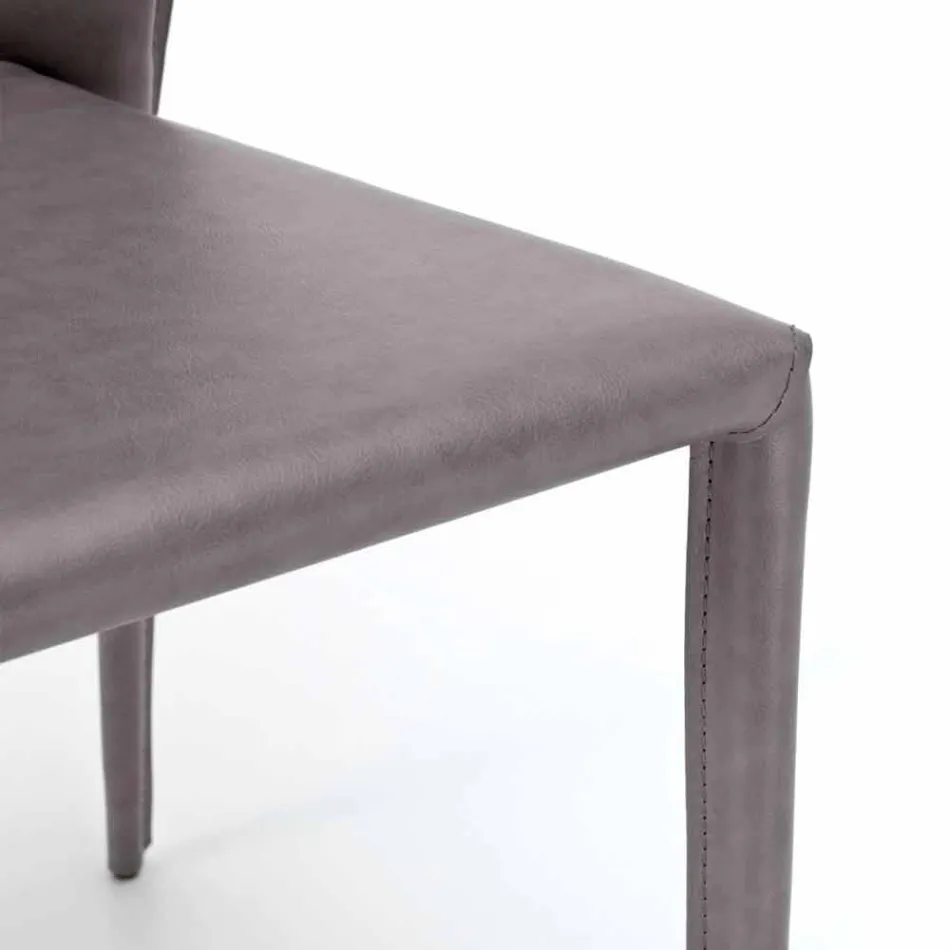 Silla de estar moderna cubierta en imitación de cuero, Accadia, 4 piezas viadurini