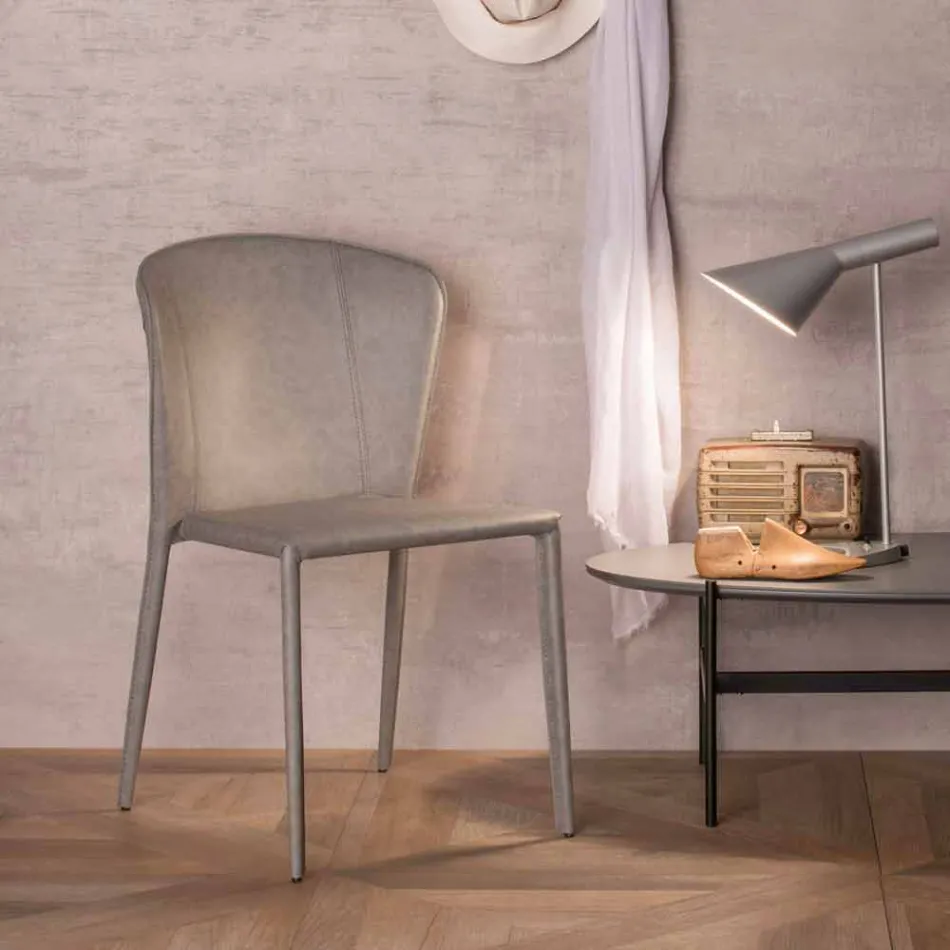 Silla de estar moderna cubierta en imitación de cuero, Accadia, 4 piezas viadurini